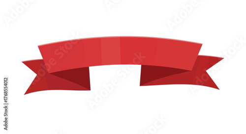 Classic red ribbon banner on a white background with a copy space for text or graphics