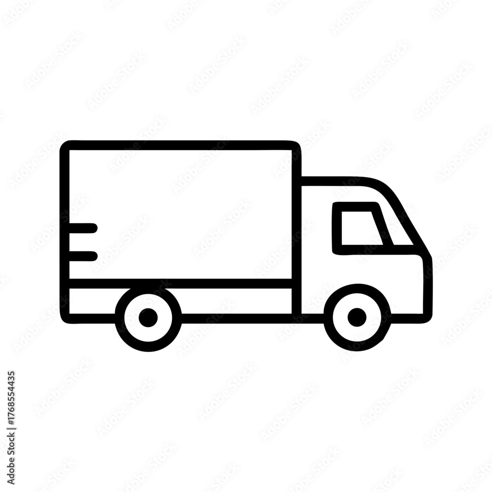 Fototapeta premium A pastel blue outline of a delivery truck in a vector design