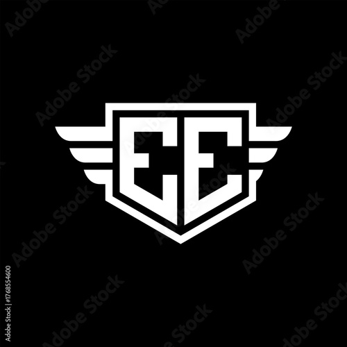 EE Logo vector image of initial shield with wing outline and simple shield
