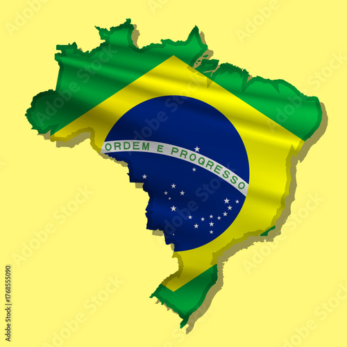 Vector flag Brazil in the form of a map