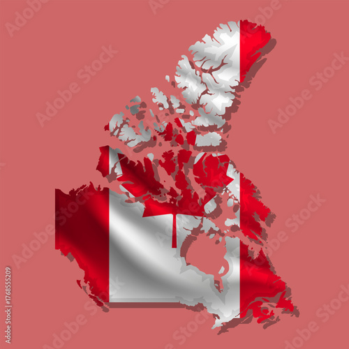 Vector flag Canada in the form of a map