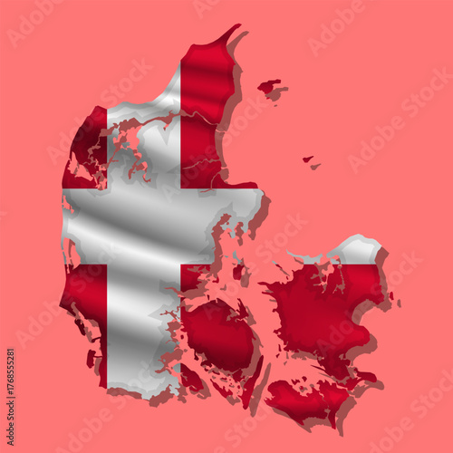 Vector flag Denmark in the form of a map