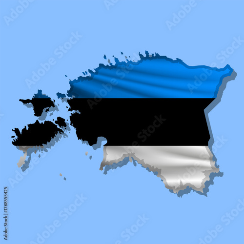 Vector flag Estonia in the form of a map