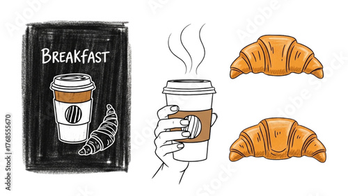 Delicious Breakfast Coffee and Croissant Duo for a Perfect Morning