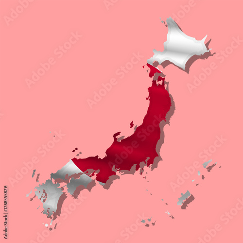 Vector flag Japan in the form of a map