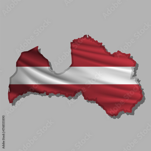Vector flag Latvia in the form of a map
