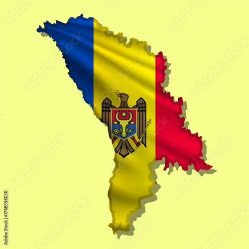 Vector flag Moldova in the form of a map