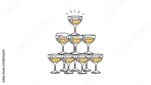 Champagne Tower A Festive Celebration Icon for Joyful Occasions and Gatherings