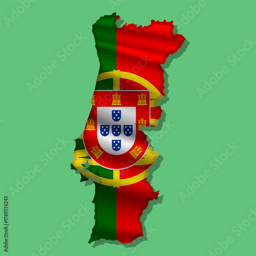 Vector flag Portugal in the form of a map