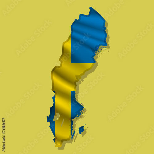 Vector flag Sweden in the form of a map