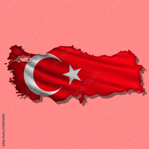 Vector flag Turkey in the form of a map