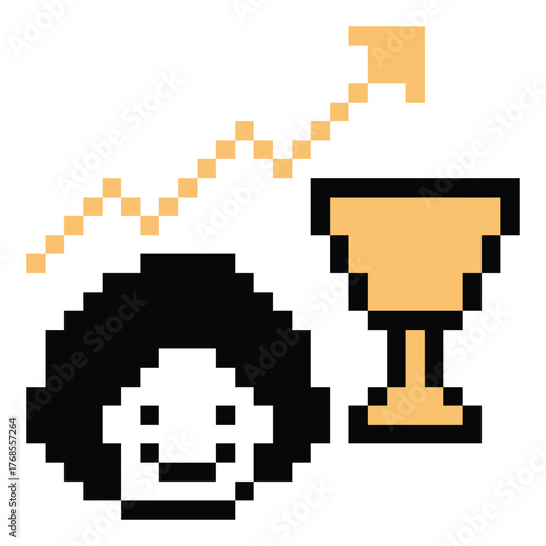 Cartoon pixel art cartoon 8bit character business man businessman smart graph work game decoration business 8 bit male career smart character game vector.