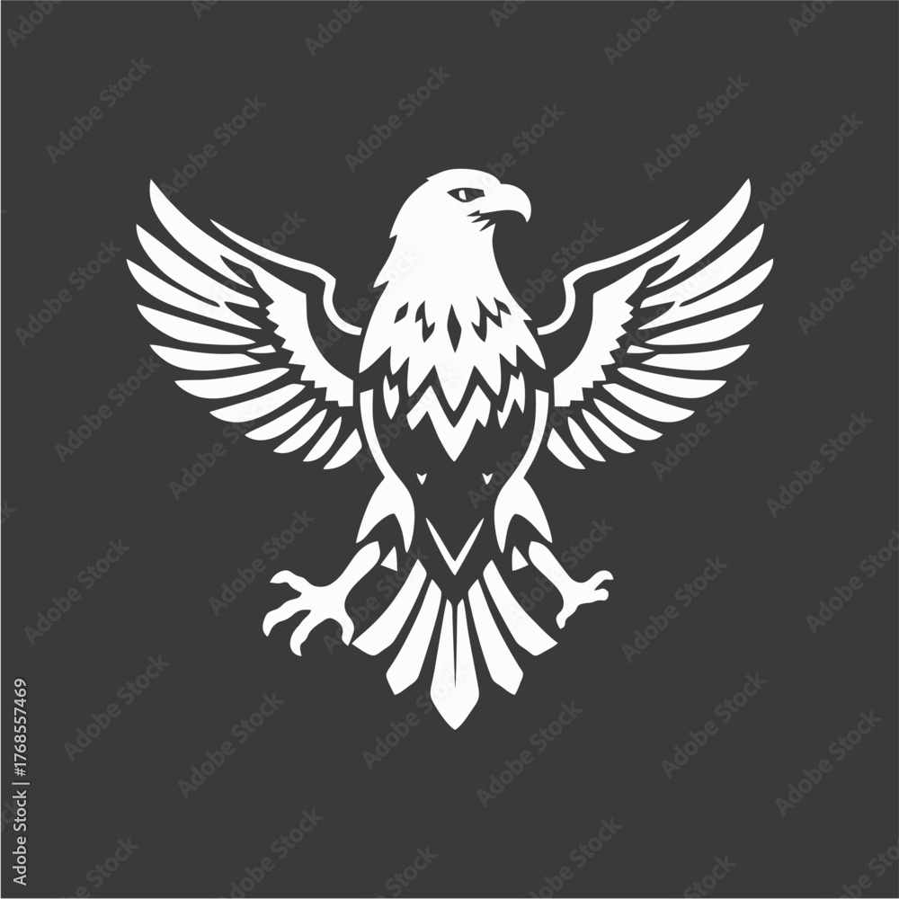 Fototapeta premium Stylized Eagle Logo Design in Monochrome Vector Style Representing Power, Freedom, and Strength for Branding and Corporate Identity 