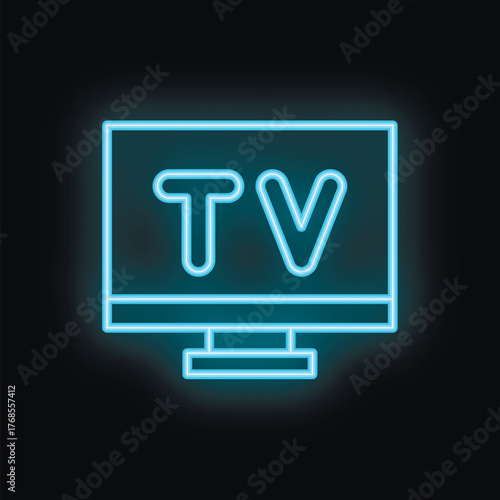 Neon tv logo displaying tv text on black background