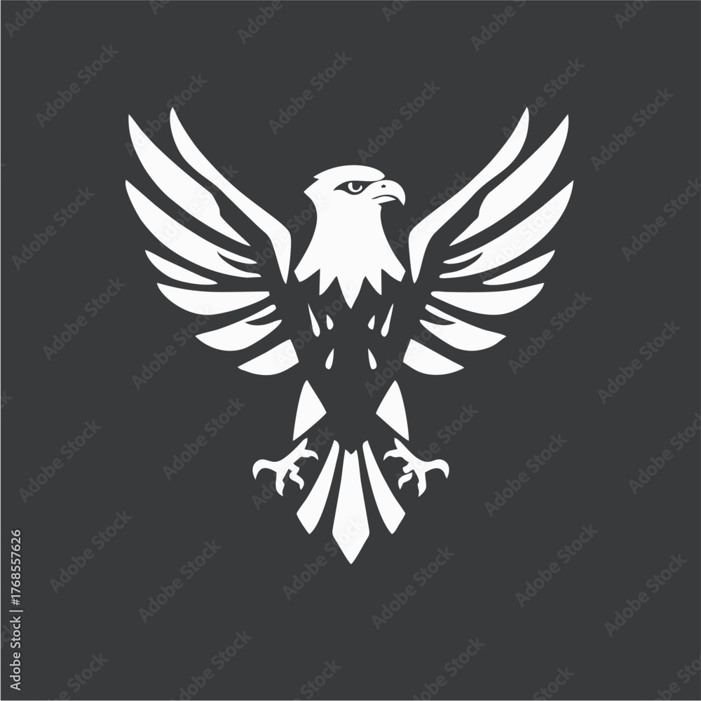 Fototapeta premium Stylized Eagle Logo Design in Monochrome Vector Style Representing Power, Freedom, and Strength for Branding and Corporate Identity 