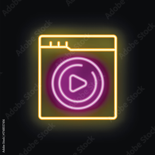 Glowing neon sign representing a web page displaying a video streaming service