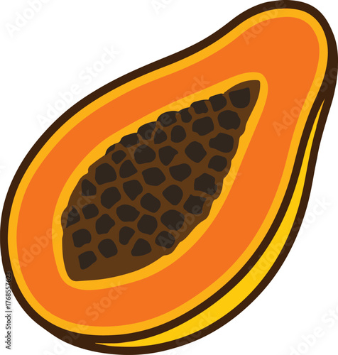 vector art of a papaya slice illustration