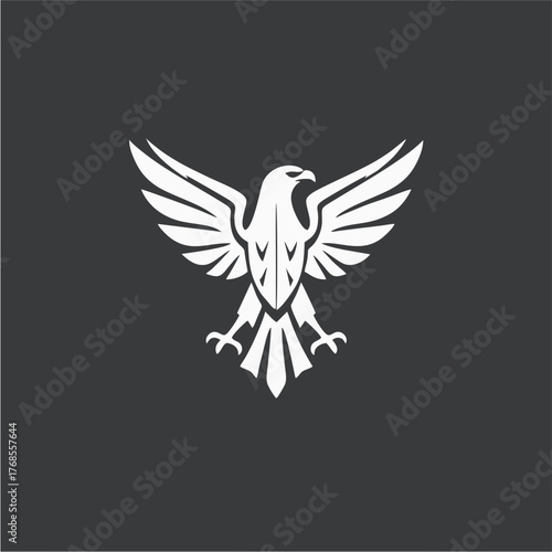 Stylized Eagle Logo Design in Monochrome Vector Style Representing Power, Freedom, and Strength for Branding and Corporate Identity
