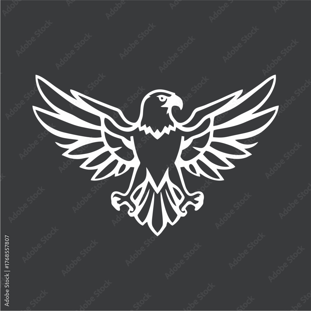 Obraz premium Stylized Eagle Logo Design in Monochrome Vector Style Representing Power, Freedom, and Strength for Branding and Corporate Identity 