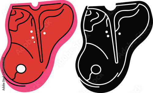 Two t-bone steak icons side by side raw meat cut food graphic symbol representing butcher food service dining restaurant