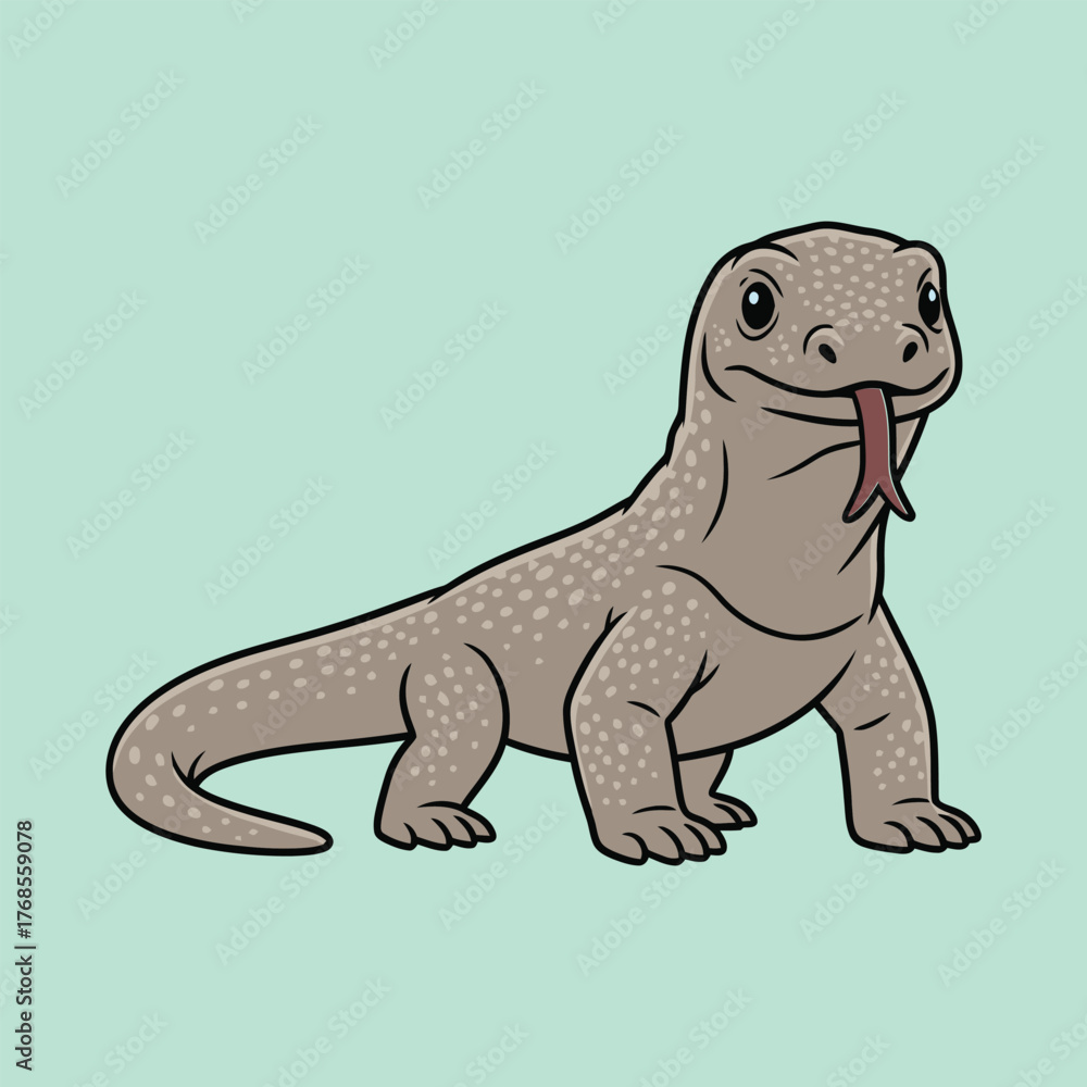 Naklejka premium Cute Komodo Dragon — Endemic Wildlife of Indonesia | Flat Vector Illustration