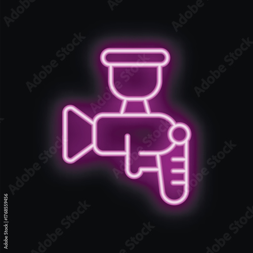 Purple glowing neon sign representing a paint spray gun, ideal for promoting diy and renovation businesses