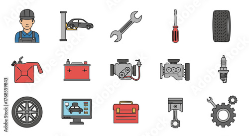 Auto mechanic car repair tools garage service