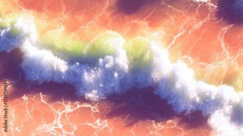 Abstract Colorful Ocean Waves With Gradient In Orange, Blue, Green Tones, Ideal For Wallpaper, Poster, Modern Art, And Creative Design Concepts