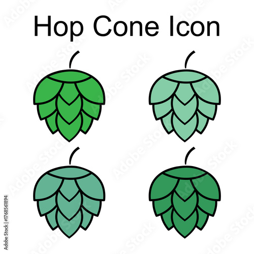 Set of Hop icon beer cone leaf sign,pub herb design, nature seed vector .