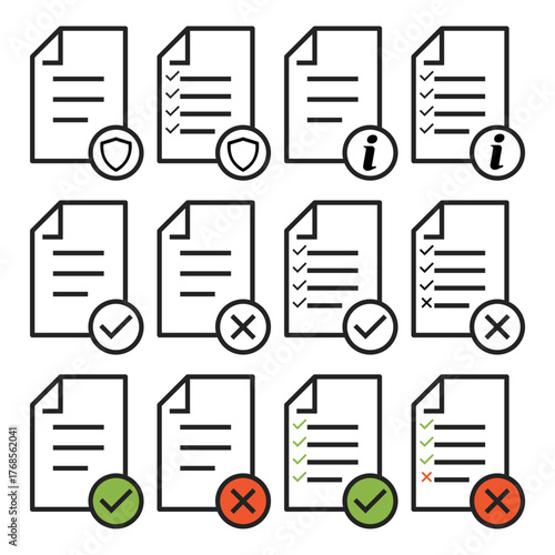 Set of in compliance icon sign, company passed inspection symbol, complete checkmark vector .