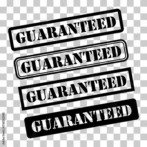 Set of Guaranteed stamp symbol, label sticker sign button, text banner vector illustration .