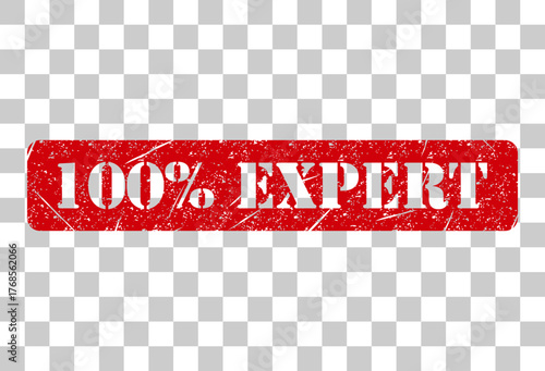 Expert 100% stamp symbol, label sticker sign button, text banner vector illustration .