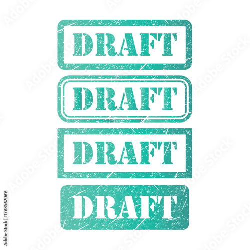 Set of Draft stamp symbol, label sticker sign button, text banner vector illustration .
