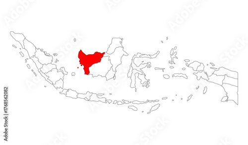 Indonesia detailed West Kalimantan map shape, Flat web graphic concept icon symbol vector illustration .