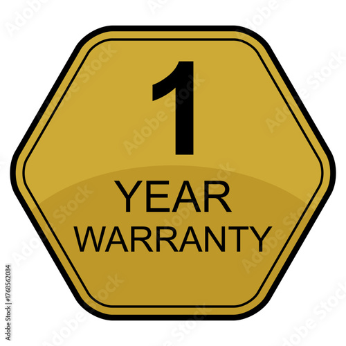 One year warranty icon, badge seal guarantee certificate customer sign, stamp vector illustration .