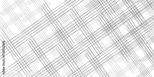 Black cross hatch seamless texture. Straight line repeated pattern surface. Rough sackcloth fabric background. Crosshatch linen canvas burlap overlay wallpaper. Vector textile backdrop