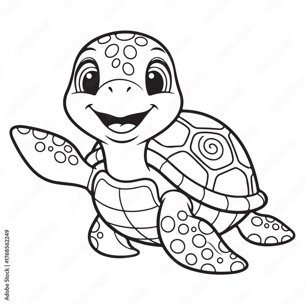 Obraz premium Coloring page outline of a cute turtle vector