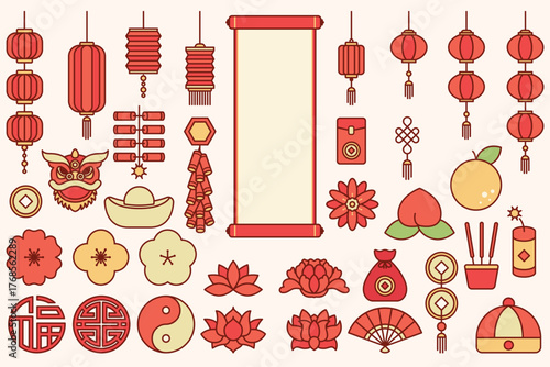 Set of Chinese decoration object, chinese new year