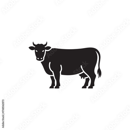 Cow Silhouette Icon Symbol of Farm Animal and Dairy Livestock