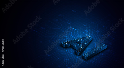 Digital technology of the future. AI icon or artificial intelligence symbol. Future advanced artificial intelligence technology circuit board concept	