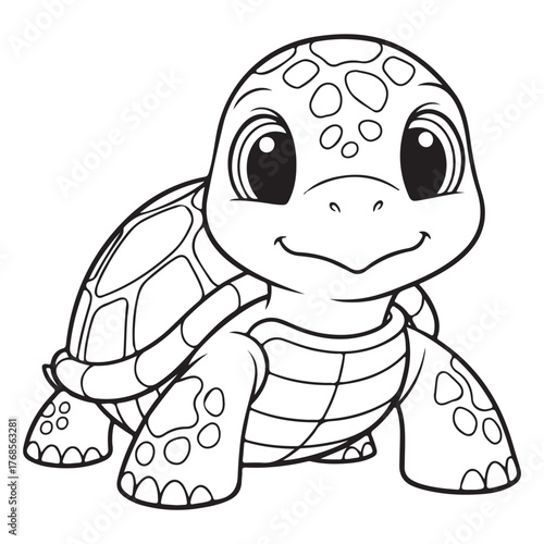 Coloring page outline of a cute turtle vector