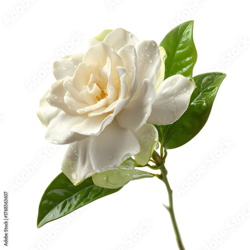 Fresh gardenia flower isolated on transparent background