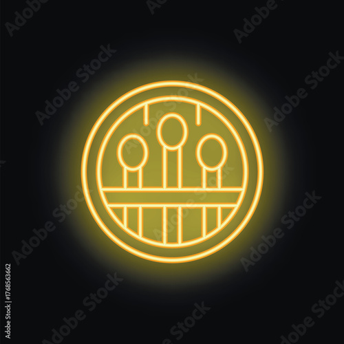 Glowing neon line sauna icon isolated on black background. Vector