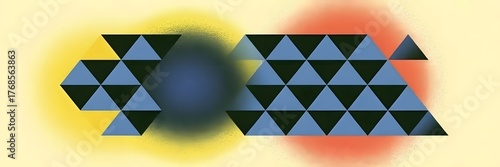 Abstract geometric pattern with triangles and blurred circles