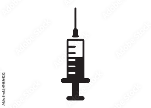 Syringe injection icon, Syringe injection Black vector