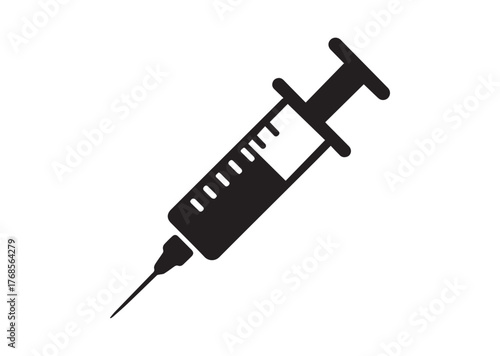 Syringe injection icon, Syringe injection Black vector