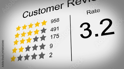 Positive feedback on webpage about customer service, product review or quality rating customer reviews, stars scoring count number.