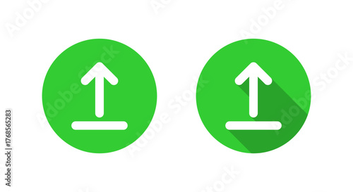 Upload icon with long shadow. Up arrow symbol
