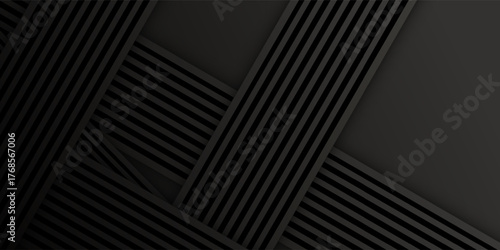 Modern 3D Abstract Geometric Diagonal Lines on Black Background