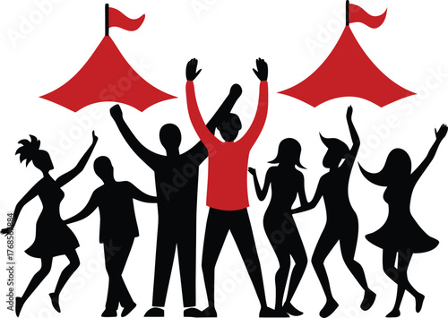 Dancing People at festival silhouette